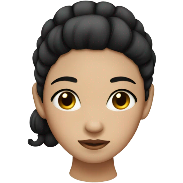 Girl with white skin a black ponytail and black cheeks emoji