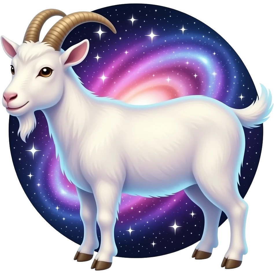 Holographic goats galaxy face vivid colors stars emoji