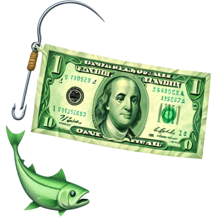  крючок от удочки зацепил доллар 
 emoji
