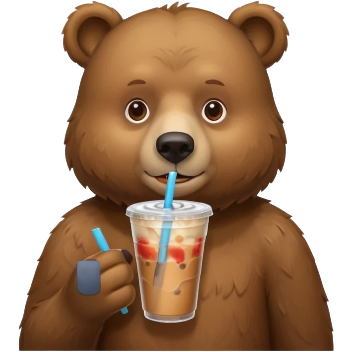 Bear drinking iced coffe emoji