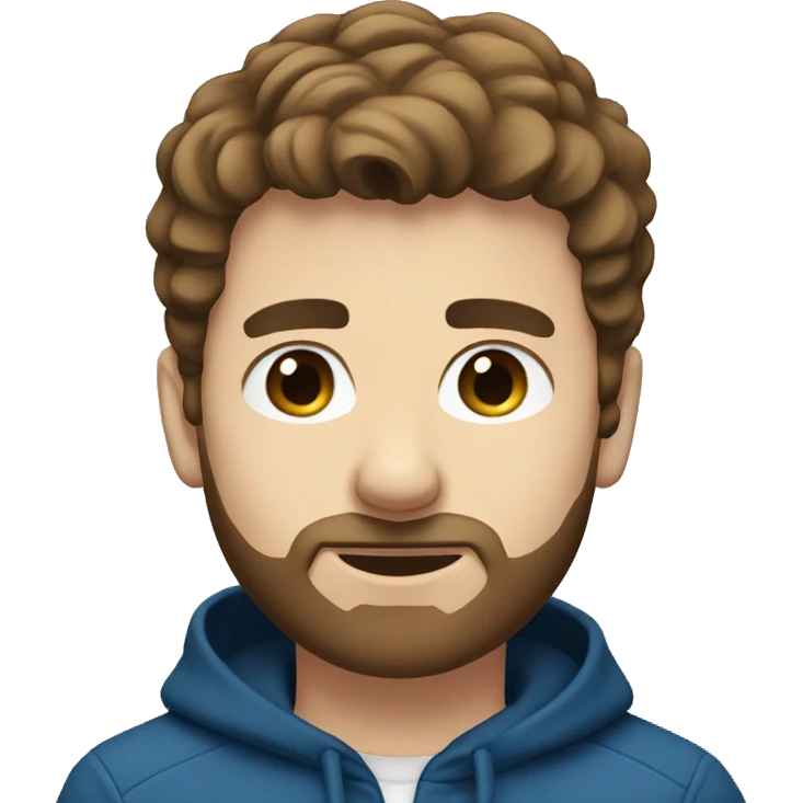 male short brown hair, short beard and blue eye emoji