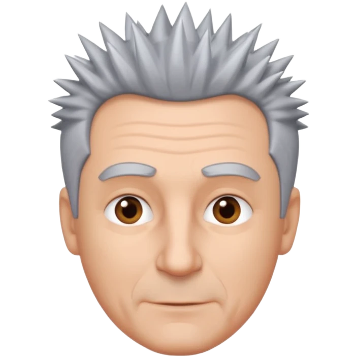 50 yr old white man short spike hair grey emoji