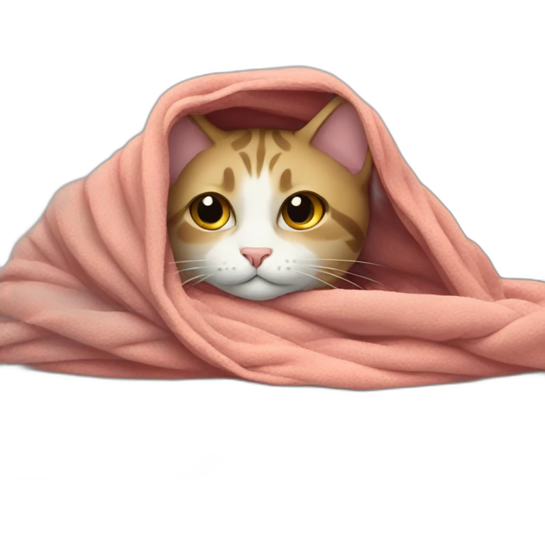 cat wrapped up in a blanket on a sofa emoji