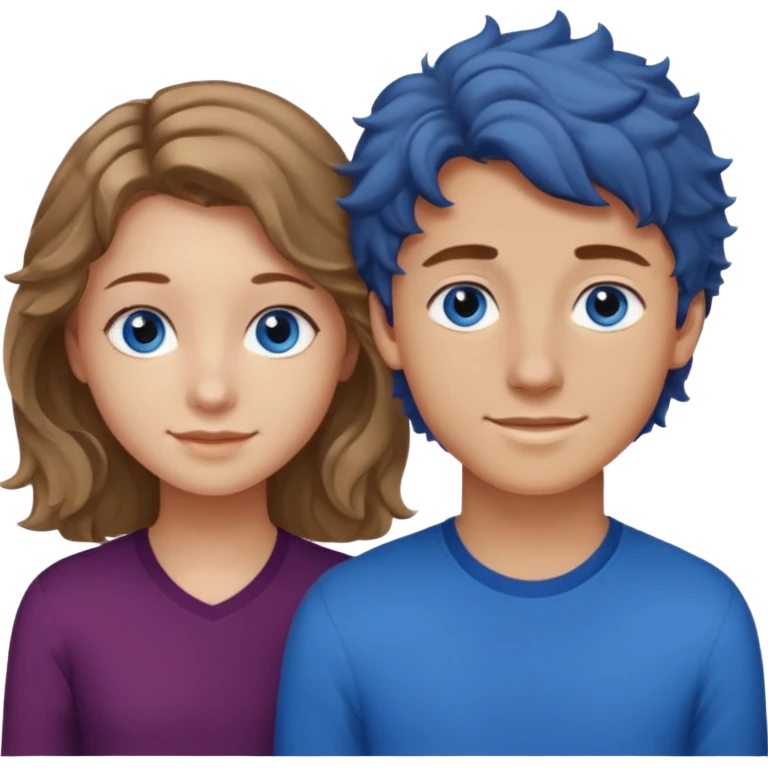 20 year old boy with slightly curly dark blonde hair and blue eyes with 20 year old girl with brown hair and blue eyes (girl is brunette (straight hair), boy is blonde.) emoji