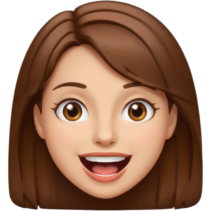 Woman brown hair with mouth open emoji