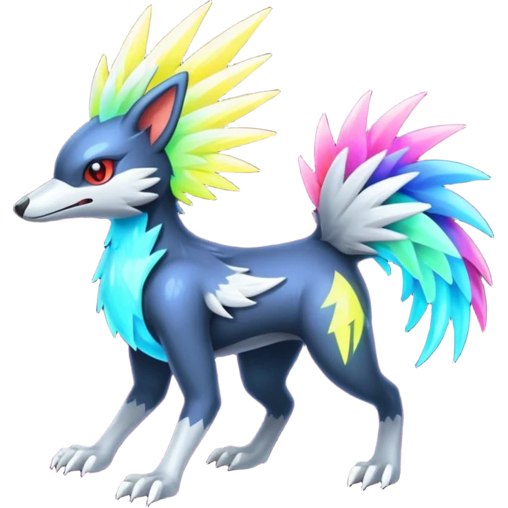 Neon Vibrant Pulsating Trail-glowing Chromatic Trico-Silvally-fusion-hybrid emoji