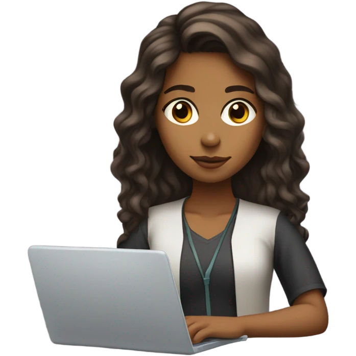 Medium hair Brown girl, computer science intern with a laptop  emoji