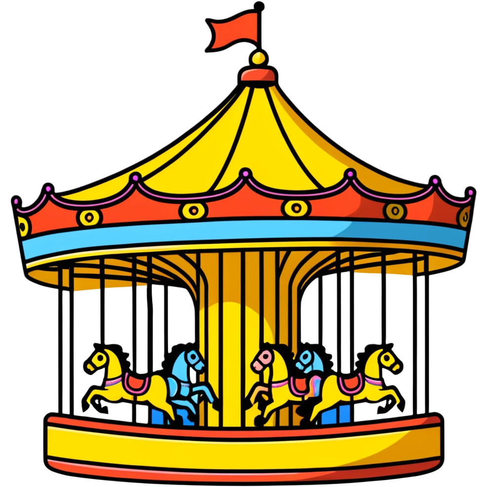 pastel pink and blue carousel at an amusement park emoji