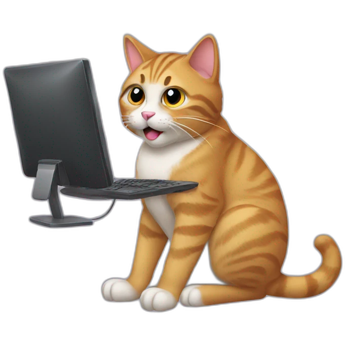 cat using pc emoji