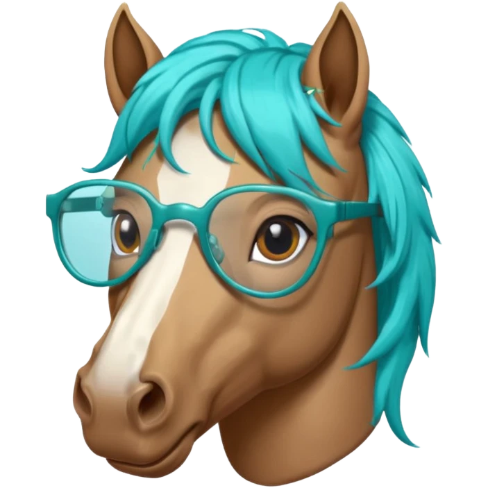 horse head with turquoise hair and glasses emoji
