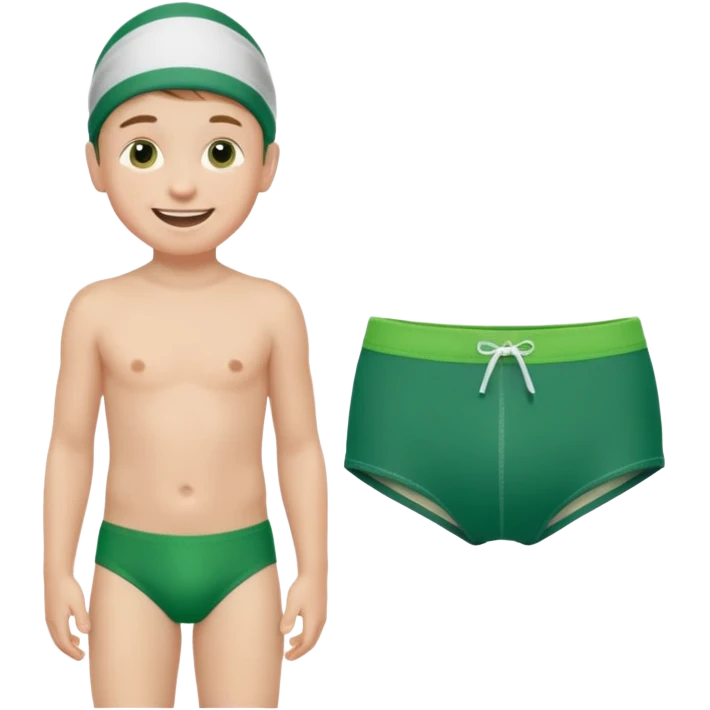 Little boy in green swim briefs  emoji