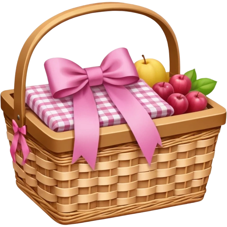 picnic basket with a large pink ribbon emoji