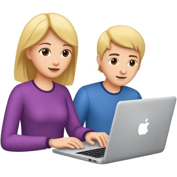 two people, woman and men using laptop emoji