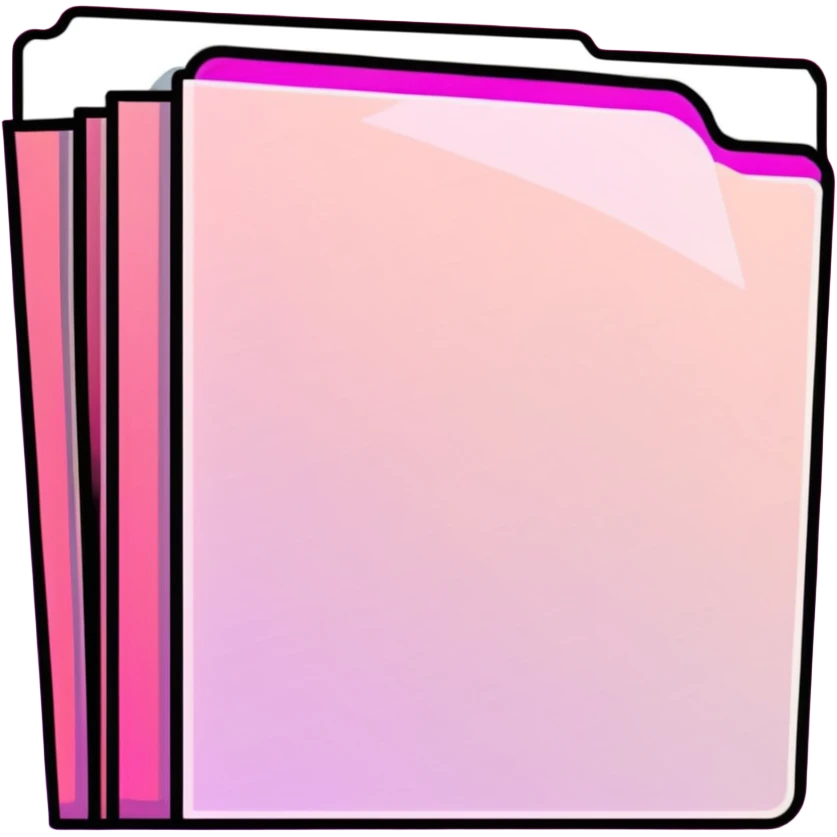 document folder, transparent glass with bright pink gradient from #FF335F to #FF99AA, soft shadows and highlights, minimalistic emoji