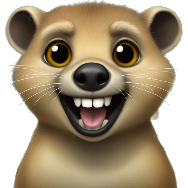 Hyrax with long canine teeth sitting on the top of a hut emoji