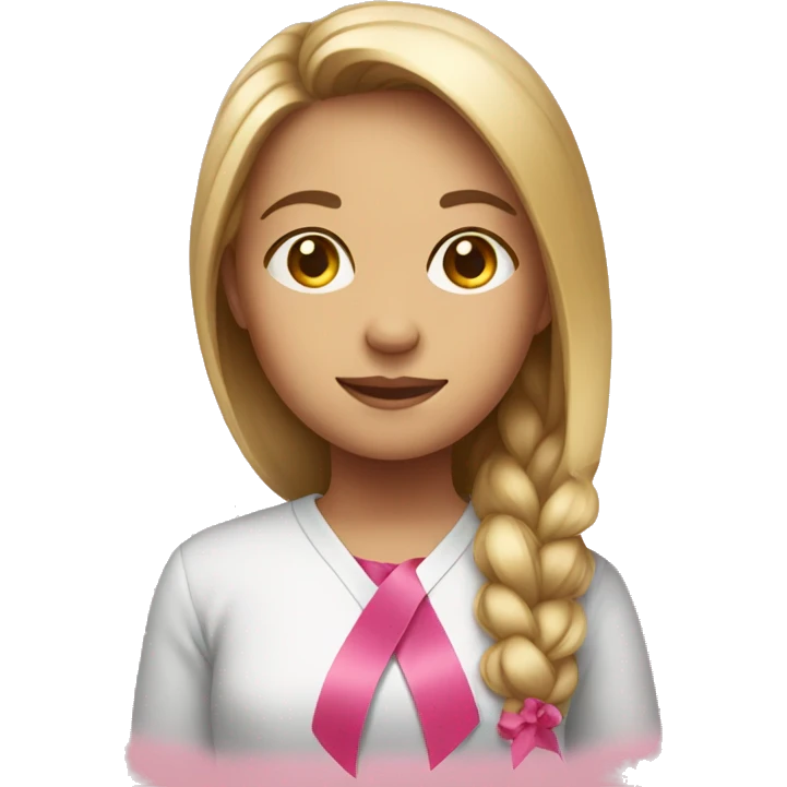 Girl with pink ribbon emoji