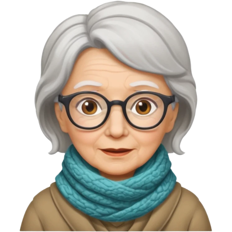 very old lady grandma wearing glasses with a warm scarf emoji emoji