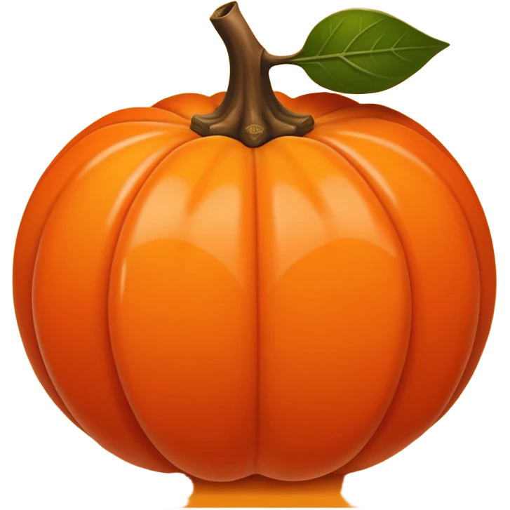 Flat emoji-style persimmon, smooth spherical shape, glossy surface, bright warm orange color, distinct dried brown leafy calyx on top, no side grooves, no ridges, not pumpkin-like, minimal detail, clean vector, iOS emoji style lighting. emoji