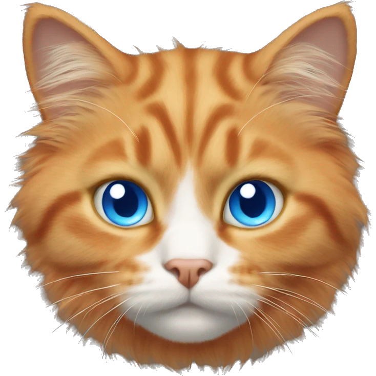 Orange fluffy cat with blue eyes emoji