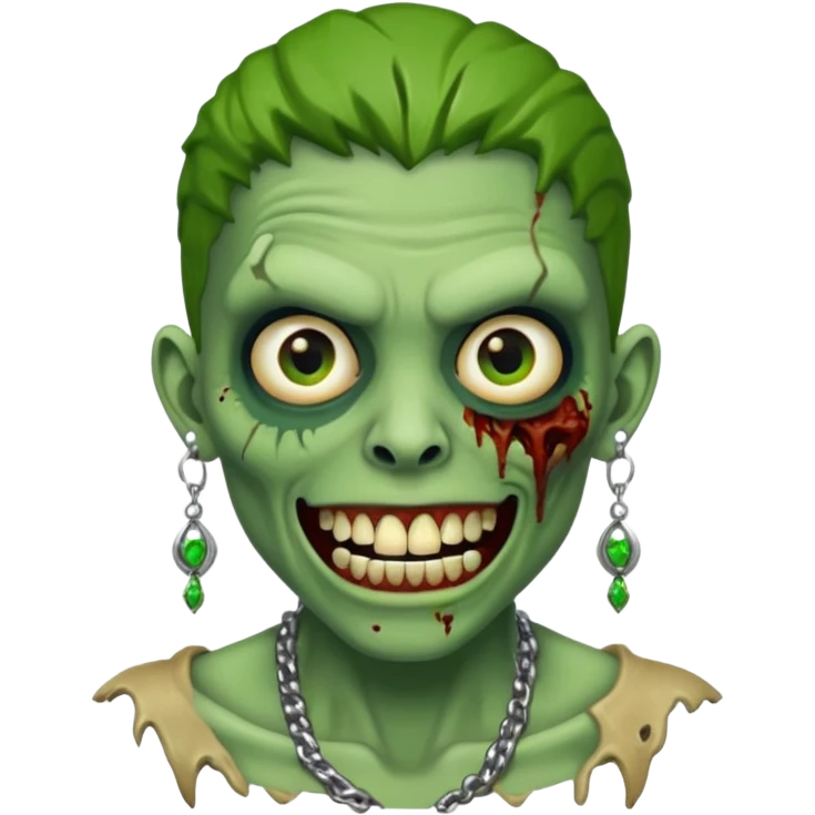 Create a zombie emoji with grillz and earring emoji