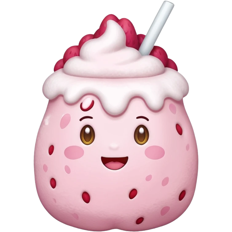 A plushy strawberry milk pink and white emoji