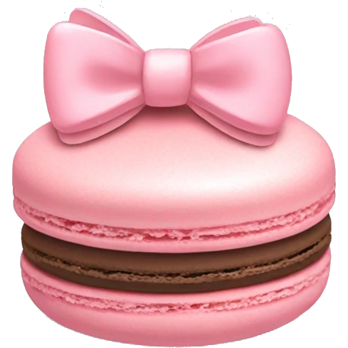 Pastel pink macaron with bow emoji
