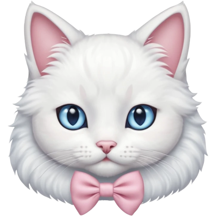 white cat blue eyes light pink bow in ear emoji
