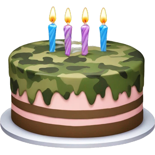 Birthday cake with camo pattern emoji