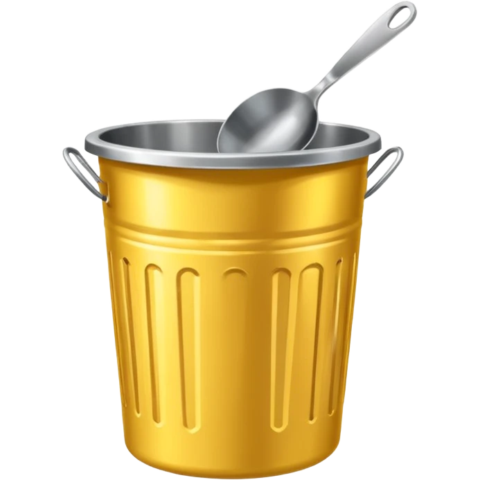 a spoon on a stainless steel garbage can emoji
