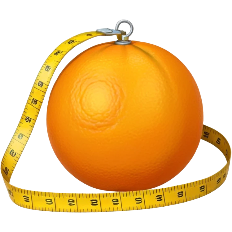generate an orange with a yellow measuring tape around it emoji