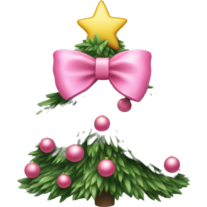 Christmas tree with pink bow emoji