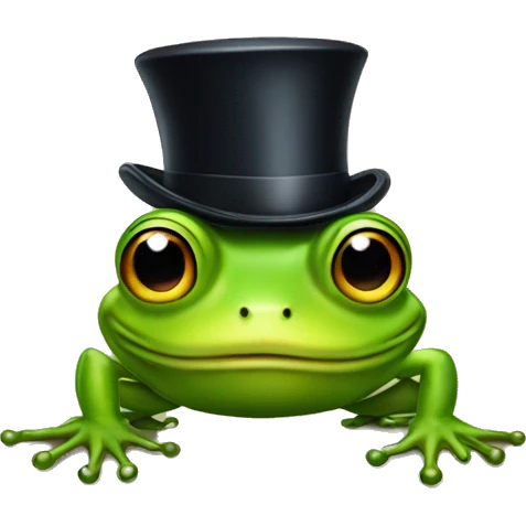 Frog with a tophat emoji
