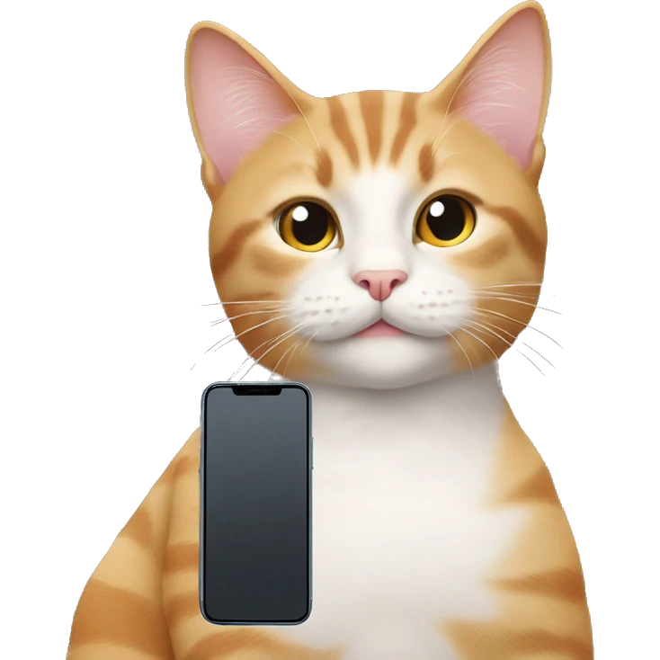 cat with a iphone 15 pro max emoji