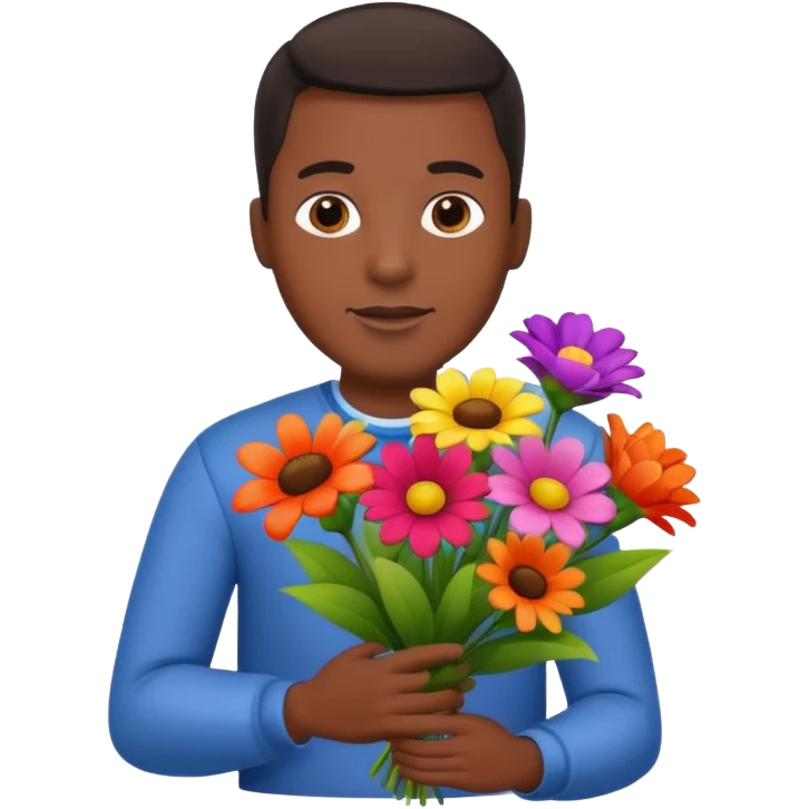 Black Male hand give a bogue of flowers emoji