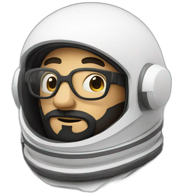 posing caucasian astronaut with black beard and white glasses emoji