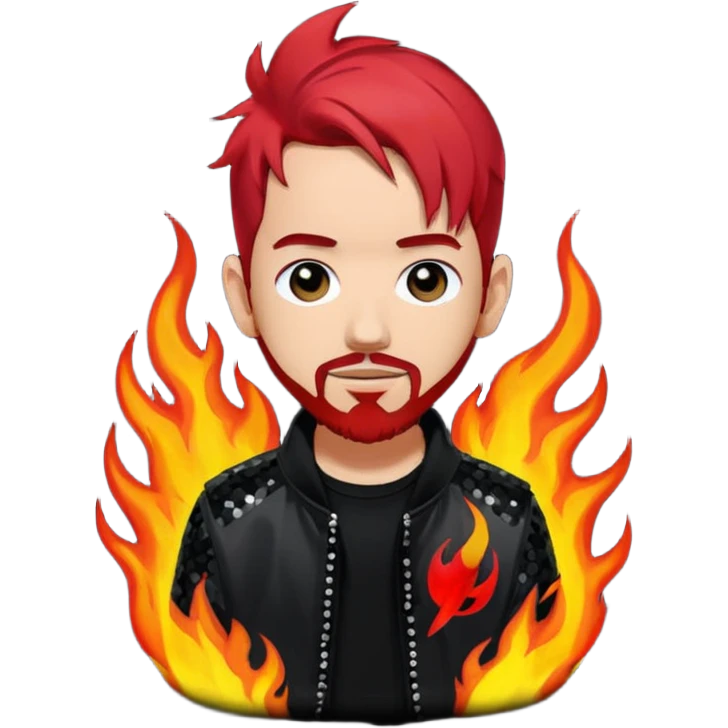 Mike Shinoda with fiery red hair, black sequin tour outfit  emoji
