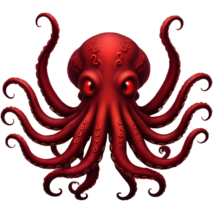 Shadowy tentacle creature in front of a bright red cloudy sky emoji