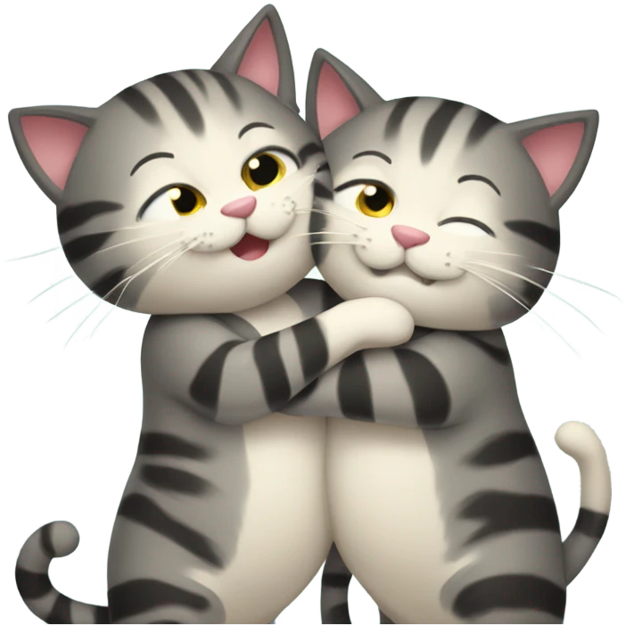 2 happy cats hugging emoji