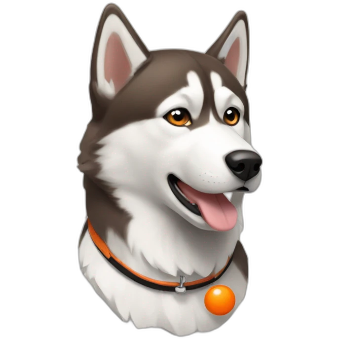 husky brown with a cat with 3 dot orange black and white emoji