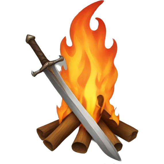 bonfire with a sword in the middle of the flames emoji