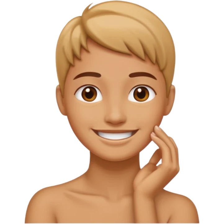 Hand on neck  while being happy emoji