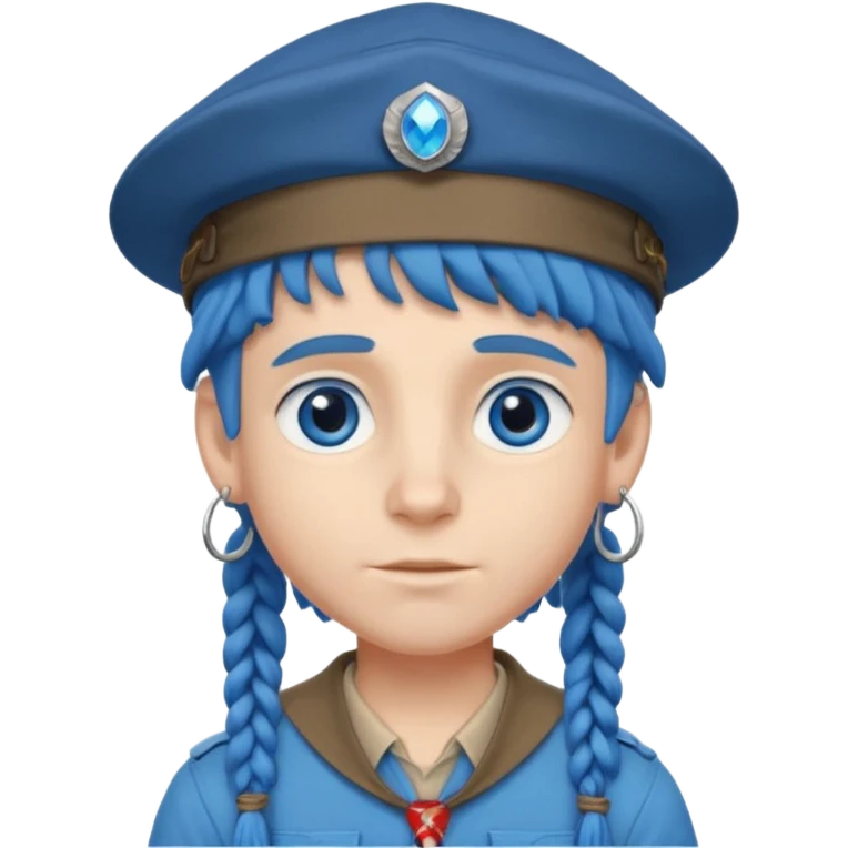 very handsome boy big blue eyes, scout boy with, blue dreadlocks, and big earrings and scouts hat emoji