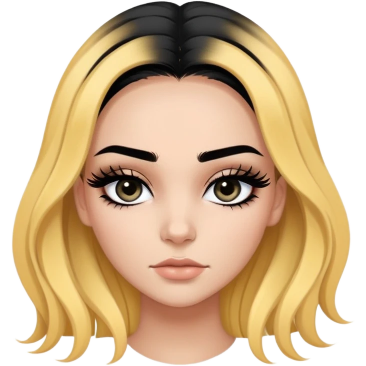 pretty female with a buss down middle part with baby hairs “edges” in jet black color with long full dark lashes with bottom lashes giving mean and sexy emoji