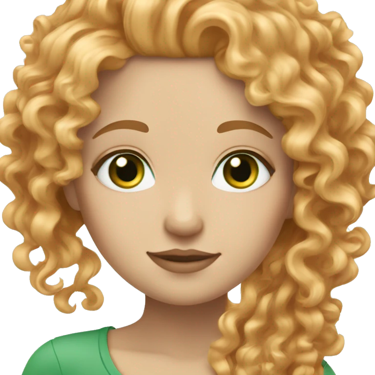 white girl with curly strawberry blonde hair and green eyes emoji
