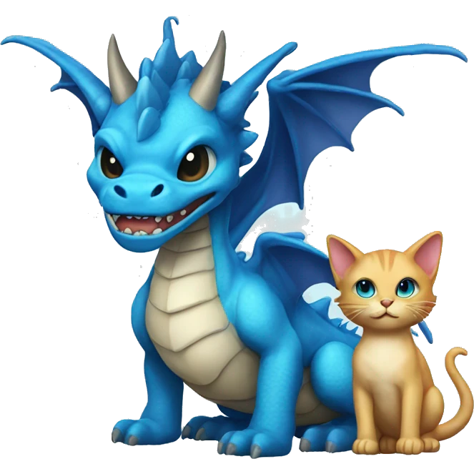 Blue dragon with a kitten on its head  emoji