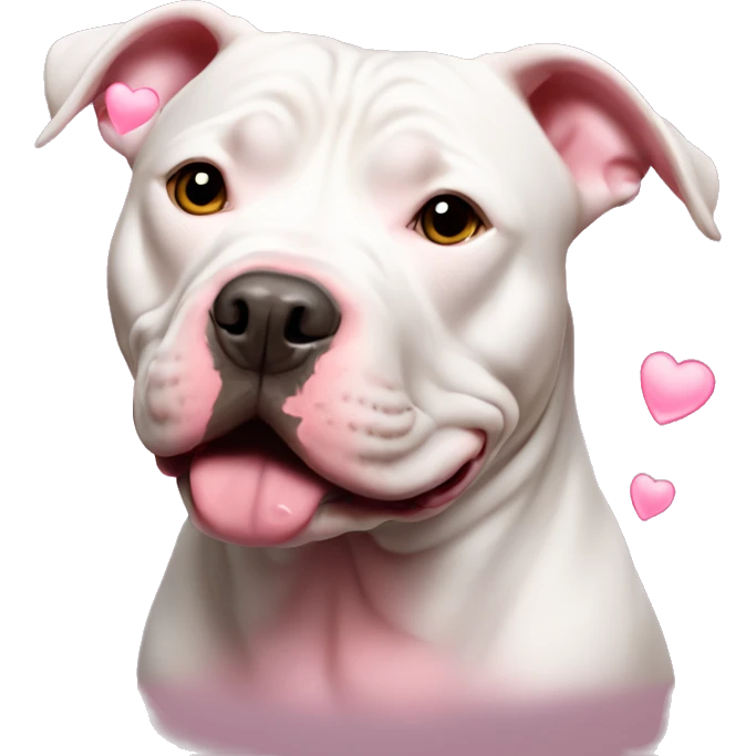 Pitbull with pink hearts around head emoji