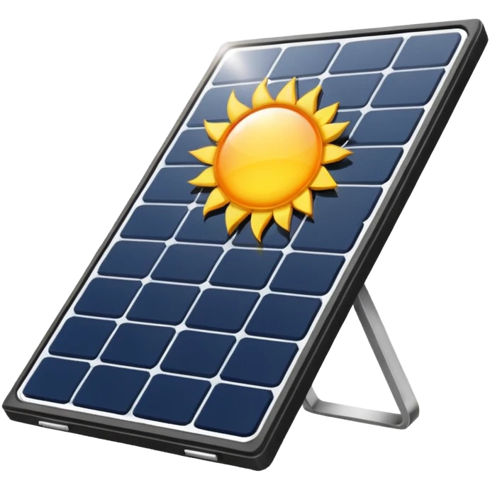 sleek solar panel with white lines, reflecting the sun emoji