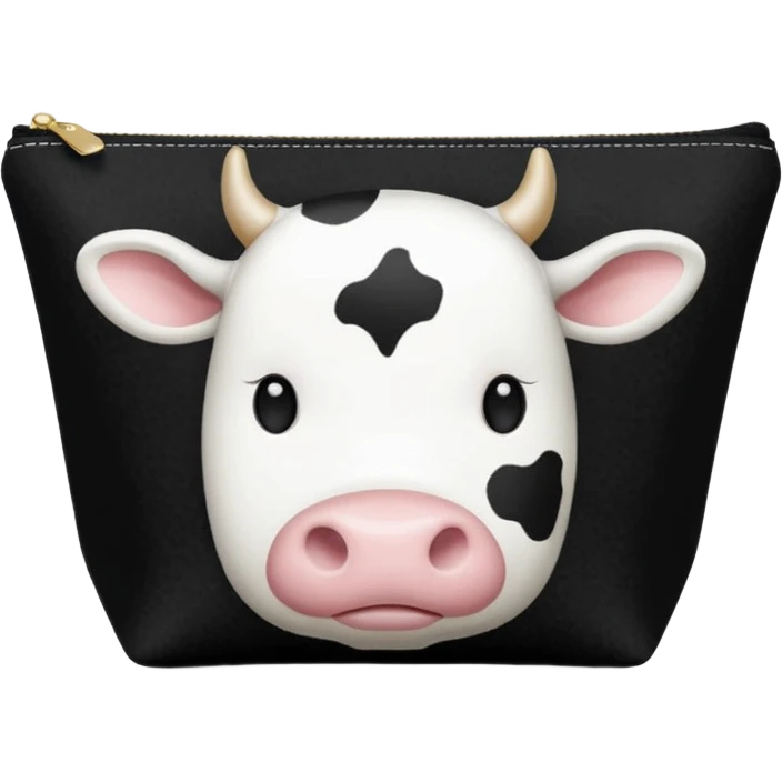 Cow print patterned makeup bag emoji