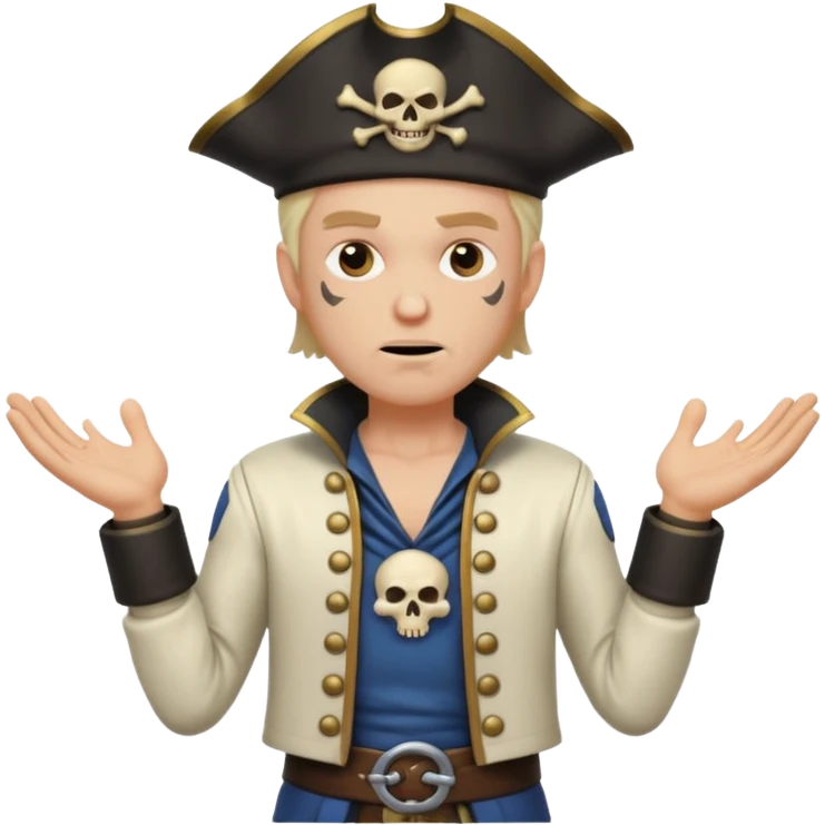 animated emoji for a player called prophet of doom I Dont Know shruging emote needs to be white male space pirate themed and dark aesthetic  emoji