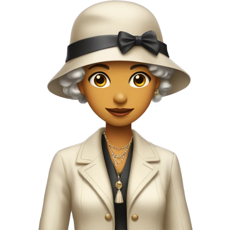 Girl in jacket and 1920s flapper hat emoji